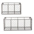 Made4Mansions Assorted Vintage Grey Wall Mount Chicken Wire Basket - Set of 2 MA2568174